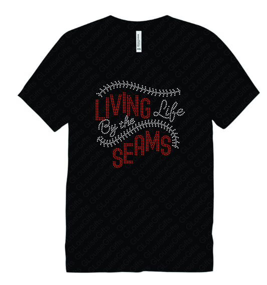 Baseball Living Life by the Seams Rhinestone T-Shirt