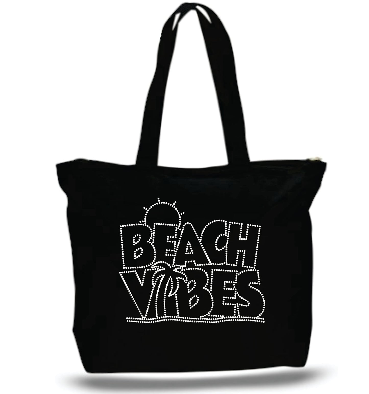 Beach Vibes Bold Bling Design Rhinestone Tote Bag