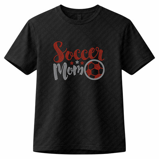 Soccer Mom Rhinestone Shirt, Sparkling Bling T Shirt for Game Day