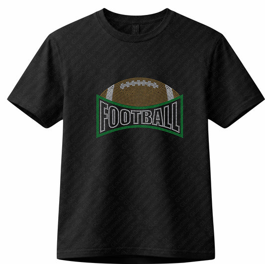 Football Arch Rhinestone Tee, Sparkly Rhinestones, Game Day Shirt, Black T Shirt