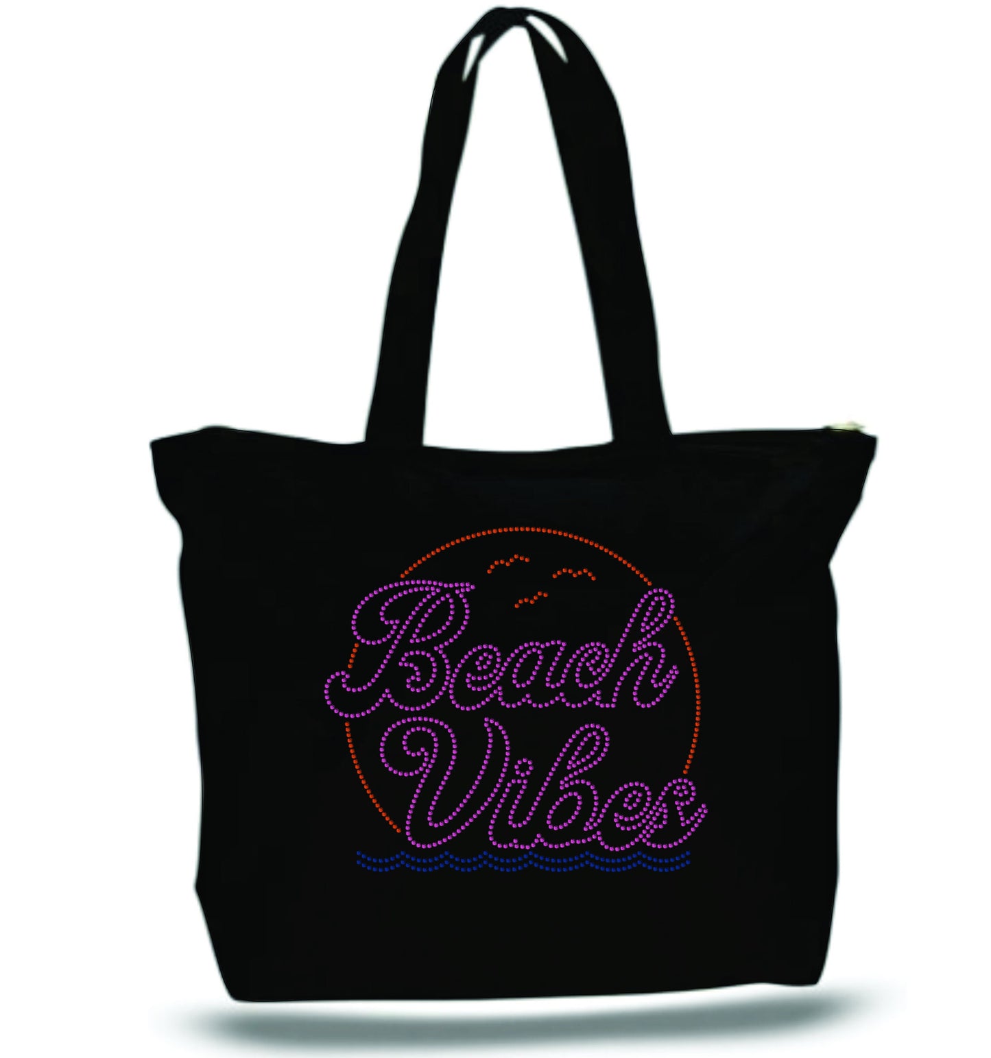 Beach Vibes Script Bling Rhinestone Tote Bag