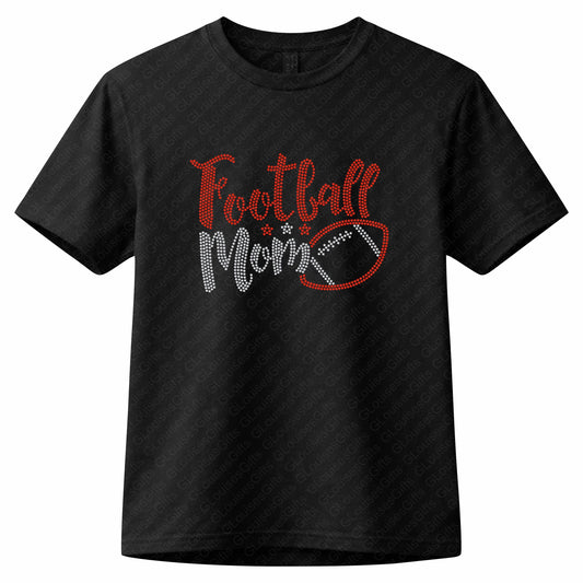 Rhinestone Football Mom T-Shirt, Sparkly Game Day Tee, Bling Top
