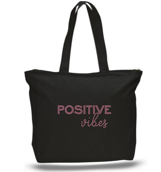 Positive Vibes Rhinestone Tote Bag | Everyday Bling Tote Bag
