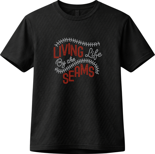 Baseball Living Life by the Seams Rhinestone Shirt | Classic Game Day Tee