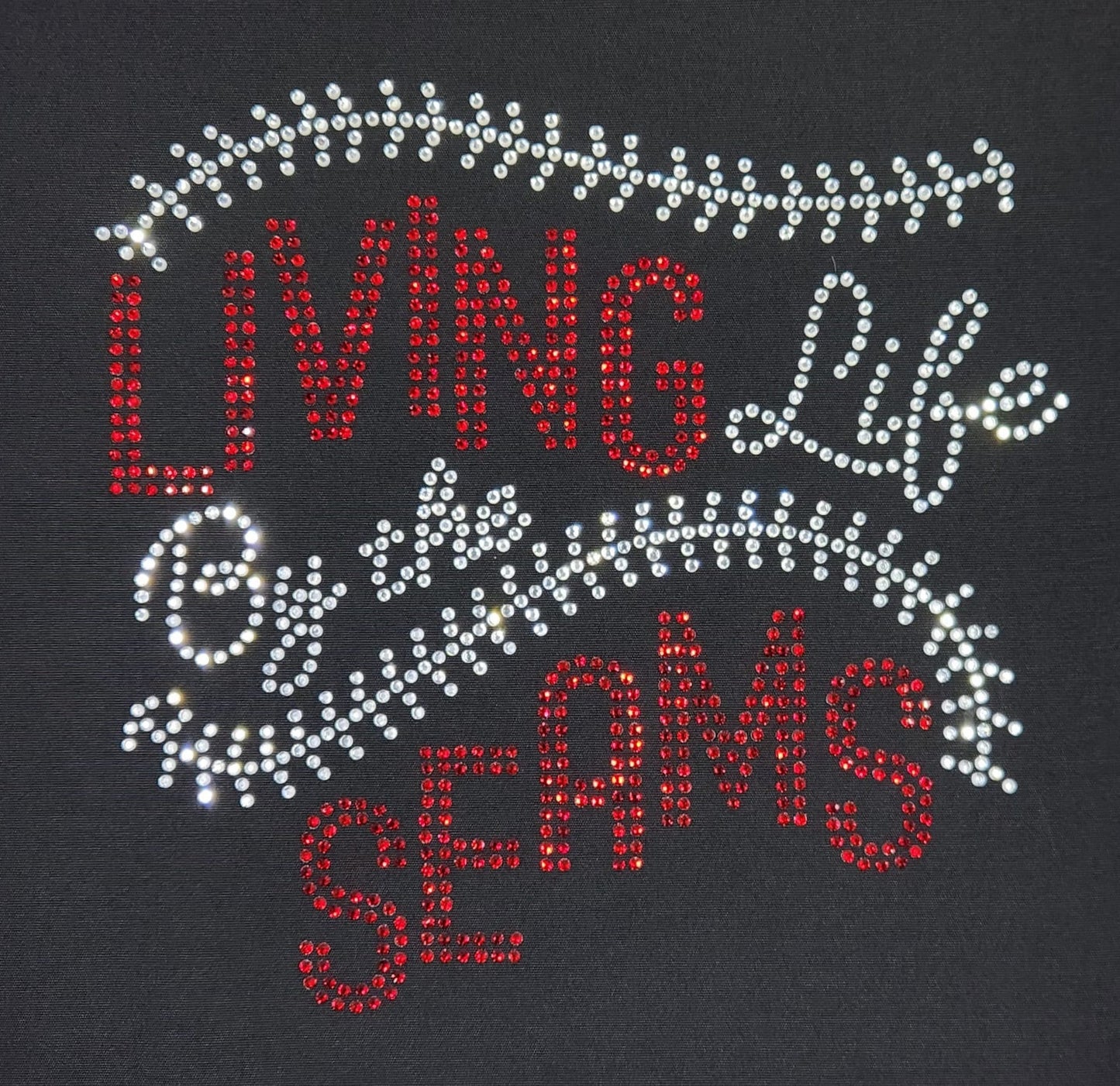 Baseball Living Life by the Seams Rhinestone T Shirt