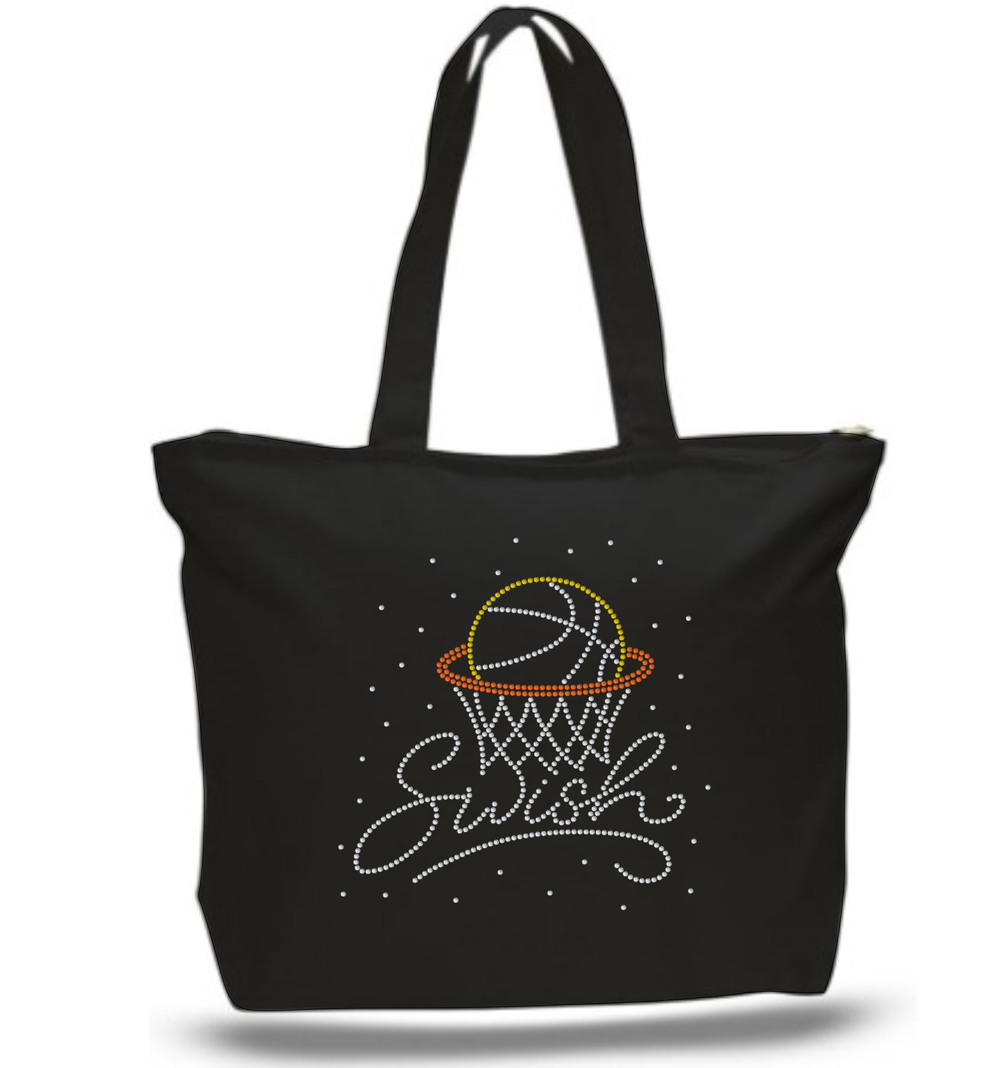 Basketball Swish Rhinestone Tote Bag| Court Side Spirit Tote Bag