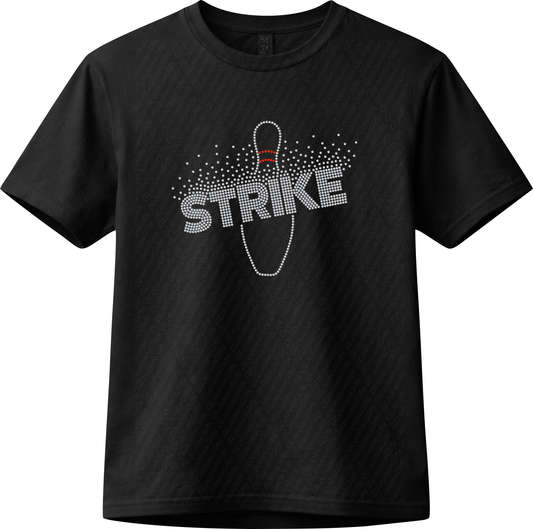 Bowling Strike Rhinestone T-Shirt – Sparkly Game Day Tee – Bling Shirt