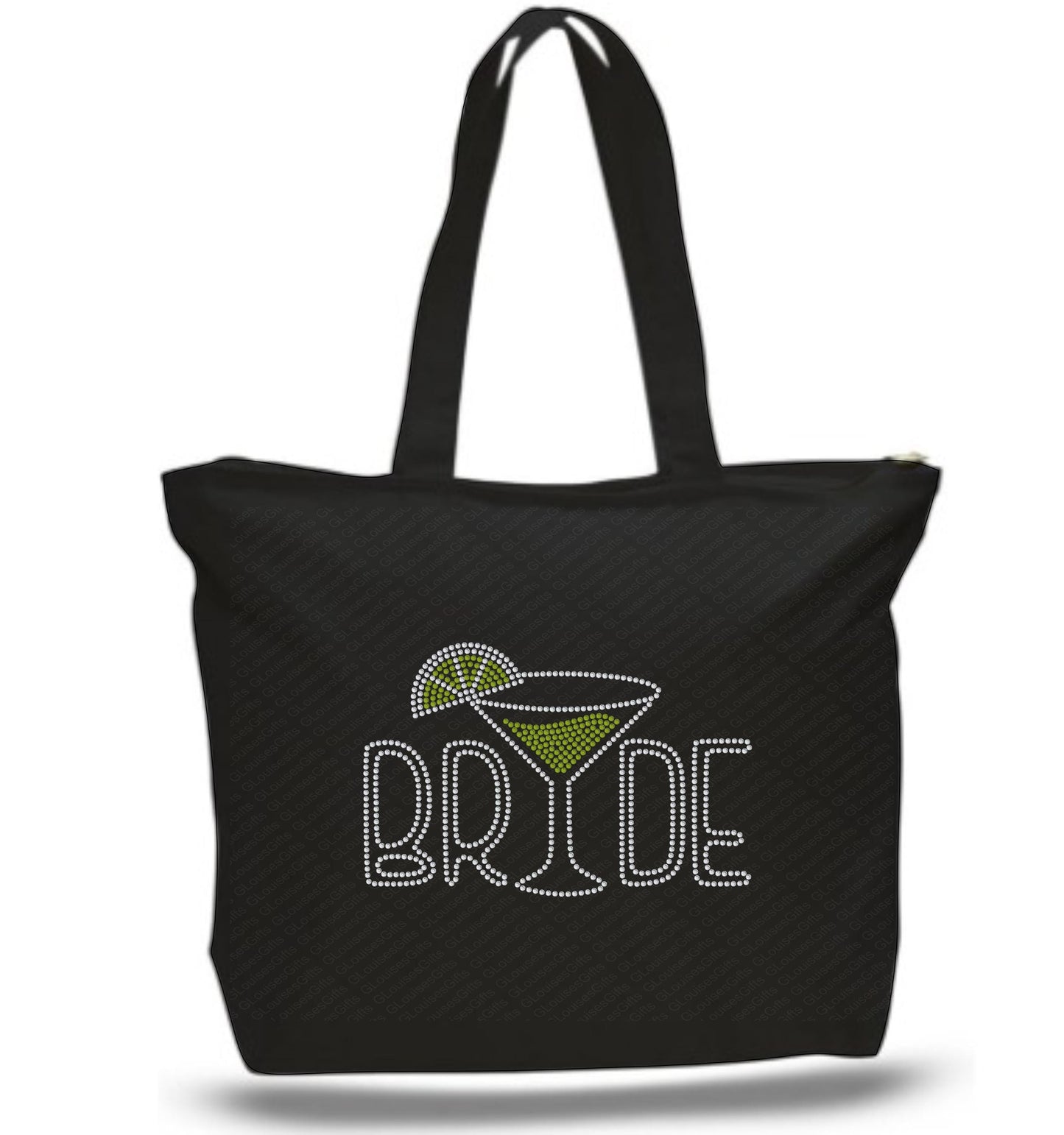Bride Martini Drink Rhinestone Tote Bag