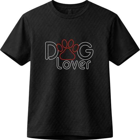 Dog Lover Rhinestone Shirt | Paw Print Dog Lover Tee