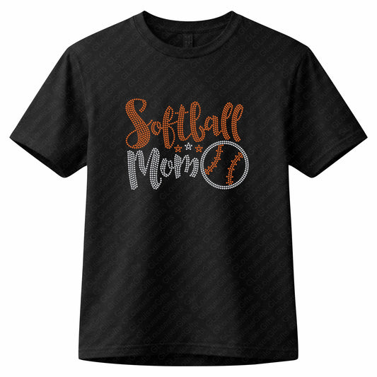 Softball Mom Rhinestone T-Shirt, Sparkling Game Day Tee