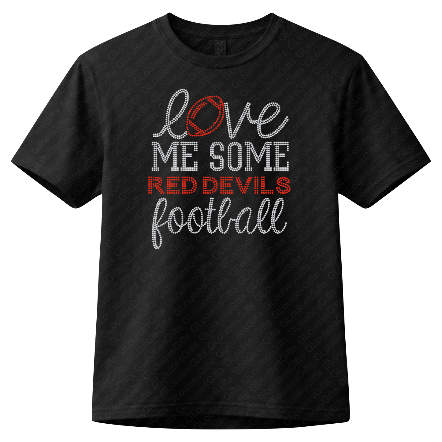 Love Me Some Red Devils Football Game Day Rhinestone T-Shirt
