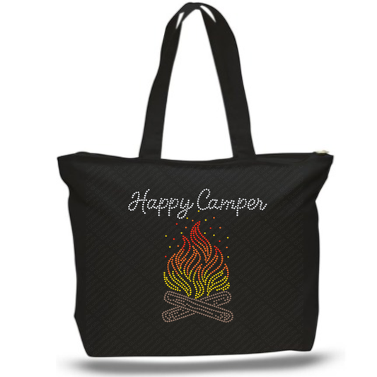 Happy Camper Rhinestone Everyday Bling Tote Bag