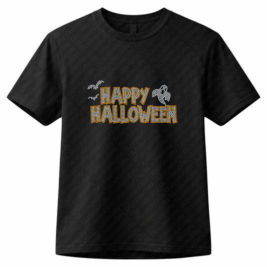 Happy Halloween Rhinestone Bling T Shirt