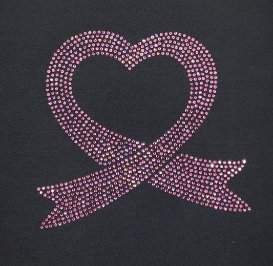 A Heart, Cancer Ribbon Rhinestone T- Shirt
