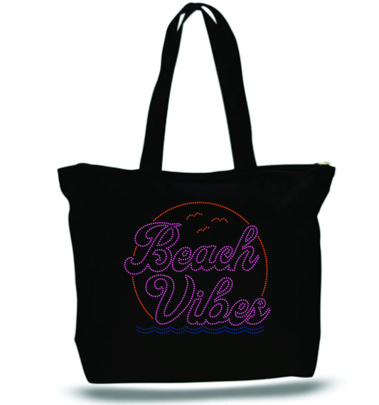 Beach Vibes Rhinestone Tote Bag