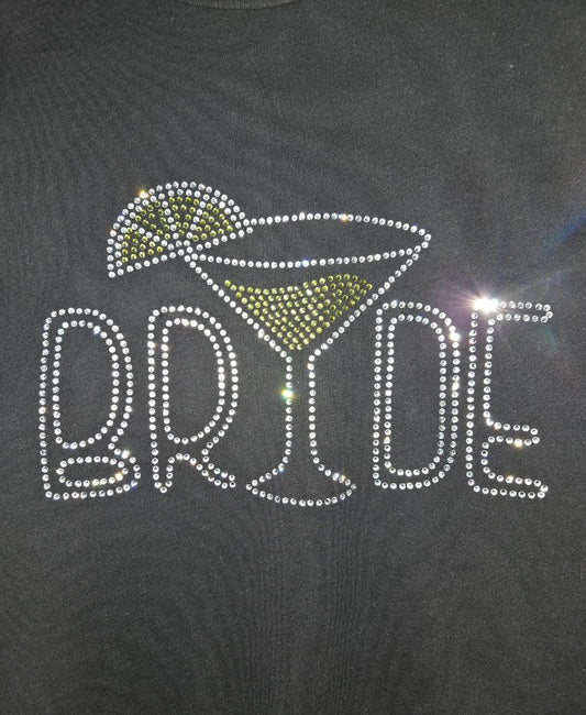 Wedding Party-Bride Drink Rhinestone T Shirt
